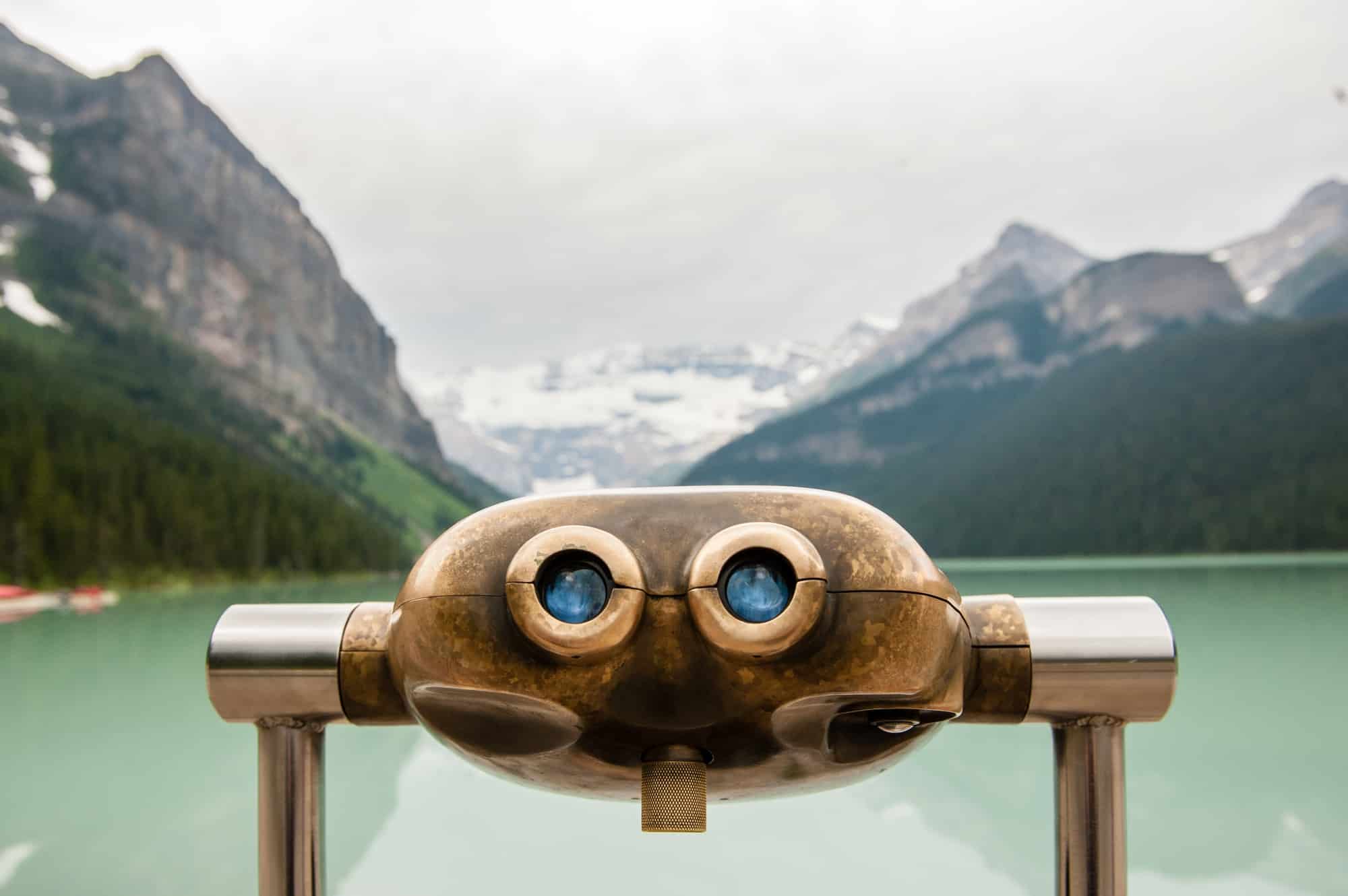 Coin operated binoculars, Lake Louise, Alberta, Canada